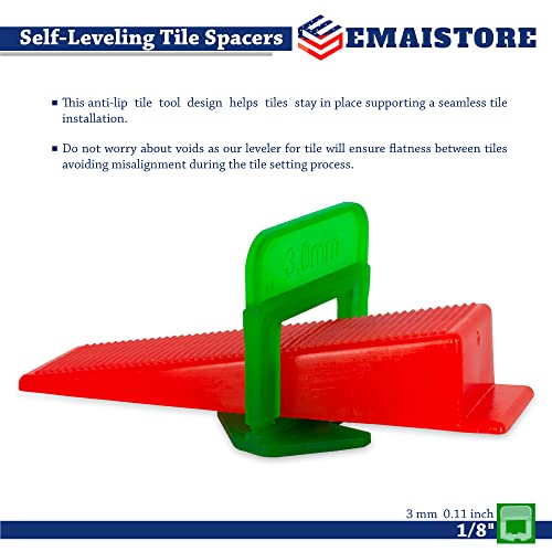 Tile Leveling System (1/8 Inch) – 300 Tile Spacers & 300 Reusable Wedges – Perfect for Smooth, Seamless Floor & Wall Tile Installation – 3mm Ceramic & Stone Spacers - color: 300 Spacers + 300 Wedges