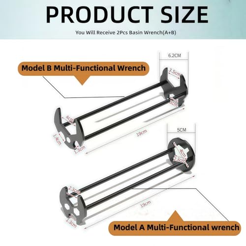 2Pcs Multifunctional Sink Wrench, Under Basin Faucet Plumbing Tool