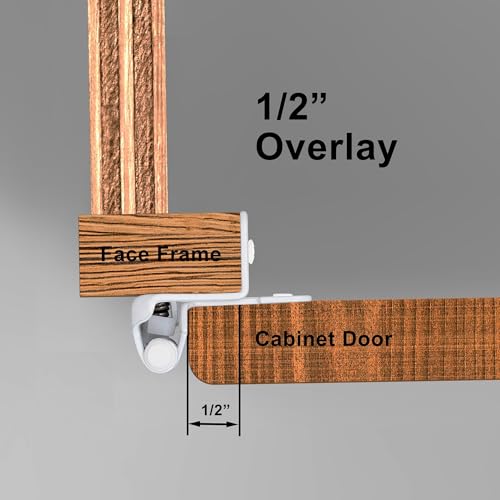 White Kitchen Cabinet Hinges, 1/2” Overlay, 4 Pack - color: White