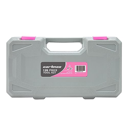 CARTMAN Complete Household Tool Set, Pink Hand Kit With Storage Case - color: Light Pink