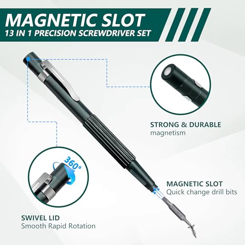 Precision Magnetic Screwdriver Set, 13-in-1 Pen-Style Mini Kit.