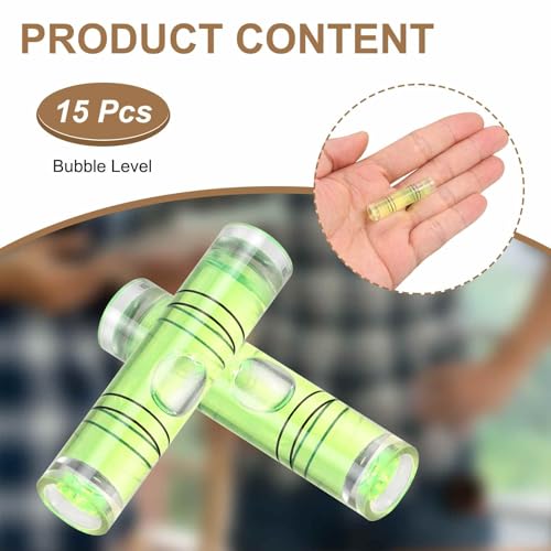 HARFINGTON 15pcs Small Cylindrical Bubble Level Vials 22.5x8mm PMMA Mini Horizontal Bubble Spirit Level Measuring Layout Tools for RV TV Picture Frame Hanging Tool Leveler - size: 22.5x8mm