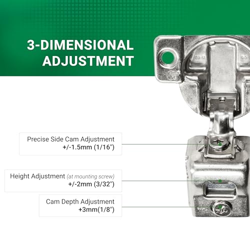 10 Pack Rok Hardware Grass TEC 864 108 Degree 1-1/4" Overlay Self Close Screw On Compact Cabinet Hinge 04493-15 3-Way Adjustment 45mm Screw Hole Pattern, G04493-15