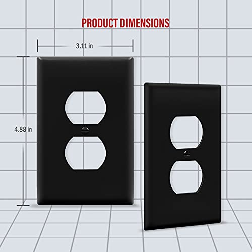 ENERLITES 10 Pack Mid-Size Duplex Outlet Covers Wall Plate, Black - color: Black, size: Mid-Size