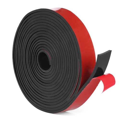 WochiTV Adhesive Rubber Strips, 1.5" Wide x 1/8" Thick x 180" Long Self Stick Black Neoprene Rubber Rolls Perfect for DIY Insulation Cushion Gasket, Sealing, Liner, Weather Striping - size: 1.5" W X 180" L, style: 1/8" Thick Adhesive