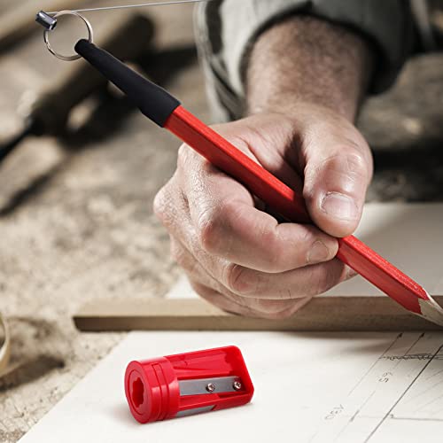 Honoson 24 Pcs Carpenter Pencil with Sharpener,Red Cover, Black Refill - color: Red Cover, Black Refill