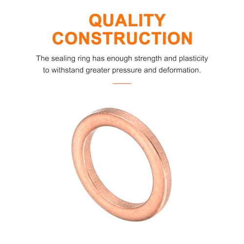 MECCANIXITY 52 Pcs Flat Copper Washers, 10x14x1.5mm Copper Upgraded Flat Metric Sealing Crush Ring Washers for Hydraulic Fittings Screw Bolt Nut Electronic Repair - size: 10x14x1.5mm
