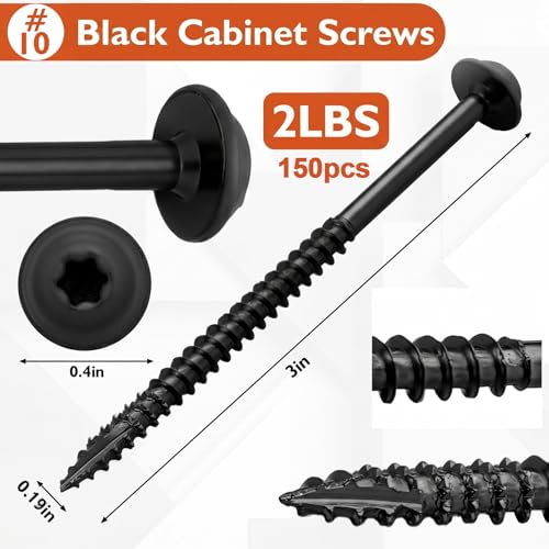 Frienda 2 Pound White Cabinet Screws Bulk #10x3'' Approx. 150 Pcs - color: Black, size: #10x3 Inch