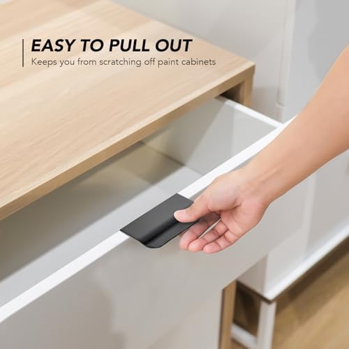 Matte Black Cabinet Handles Finger Edge Pulls 3 Inch CC 10 Pack - color: Matte Black, size: 76mm/3" Overall Length