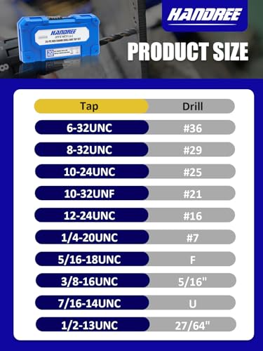 JEFE HEX 20pcs Hex Shank Drill and Tap Set, W4 HSS, Quick Change Tap Set and Drill Bit for Metal, Combination of Drill and Tap Set for Impact Driver, Thread Tap Set from 6-32 UNC to 1/2"-13 UNC - size: 6-32 UNC to 1/2"-13 UNC Drill & Tap (20 pcs)