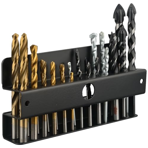 MUTUACTOR Magnetic Drill Bit Organizer,No Drilling Magnet Impact Drill Bit Storage,Anti-Slip Heavy Duty Magnetic Drill Bits Holder for Long Phillips Head Drill Bits,Black,26 Holes - style: Black Magnetic Drill Bit Holder