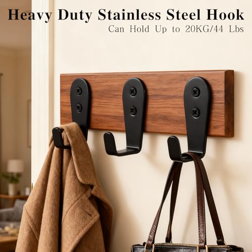 Stainless Steel Hooks for Hanging, Heavy Duty Hook, Wall Hooks Key Holder Wall Mount Hanger Coat Hook Garage Storage Screw Utility Hooks, 8 Pack (Black) - color: Black L