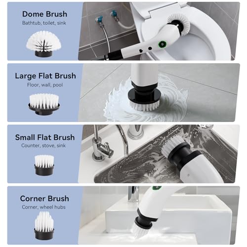 Electric Bathroom Cleaning Brush Cordless Shower Scrubber SD-CTB01 - color: White and Black