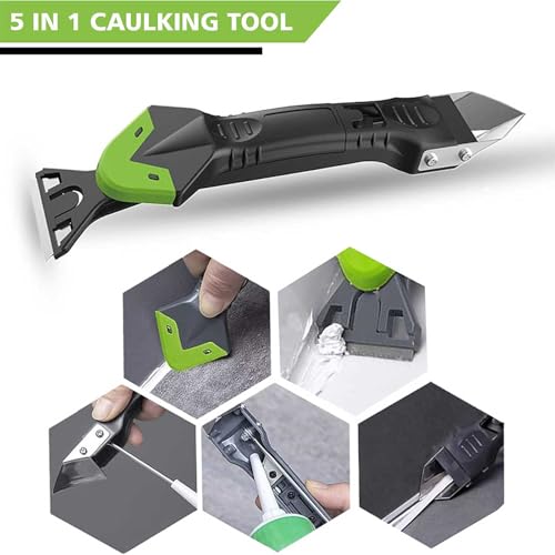 Caulking Tool 5 in 1, Caulk Remover & Sealant Finishing Tool, 10-Piece Kit
