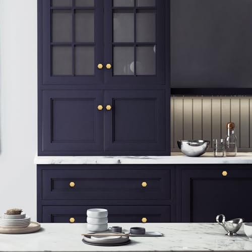 Ravinte Brushed Brass Solid Knobs Gold Kitchen Cabinet Pulls,5 Pack,Round-7 - style: Modern