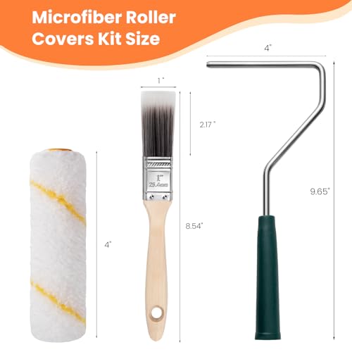 Paint Roller Covers, 26 Pack, 4 Inch 3/8" Nap Microfiber