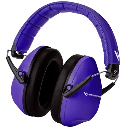 Kids Noise Canceling Headphones - 33 dB (2K Hz) - Ear Protection Earmuffs | Vanderfields' earmuffs protect child's hearing with certified noise-cancellation, soft ear cushions, and adjustable headband - color: Purple