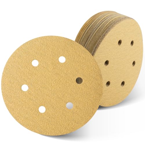 S SATC 30 PCS 6 Inch 6 Hole Sanding Disc Assorted 60 80 100 120 150 180 220 320 400 600 800 1000 Grit Hook and Loop Sand Paper for Random Orbital Sander - style: 6 Hole Yellow