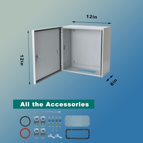Generic Waterproof Electrical Enclosure 12 x 12 x 8'', Outdoor Electrical Box Weatherproof, Electrical Junction Box with Reinforced Lock, Gray, JYX303020 - size: 12 x 12 x 8''