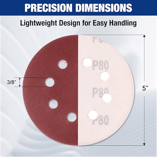 WORKPRO Sanding Discs Set, 5-Inch 8-Hole Hook and Loop, 170 Pack - style: 170PCS 5 Inch Assort Grit