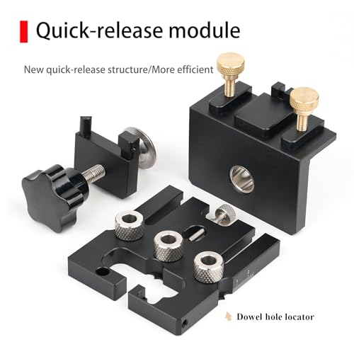 Updated 3 in 1 Woodworking Doweling Jig Kit, Adjustable Woodworking Drilling Locator Puncher Tools, Pocket Hole Jig Drilling Guide Puncher Locator Carpentry Tools (For 15mm Dowel)