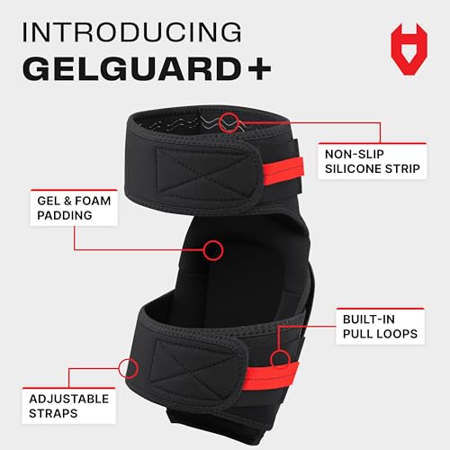 NoCry Professional Gel Knee Pads for Work — Heavy Duty Anti-Slip Cap, Extra Dual-Layer Foam and Cushion, Reinforced Adjustable Non-Slip Straps, Built-in Hangand Pull Loops, Fits Men Women, Black