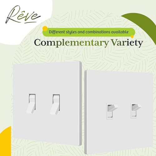 TG Mid-Size Screwless Double Toggle Light Switch Cover Plate, 2-Gang, White - color: White, size: 2 Gang