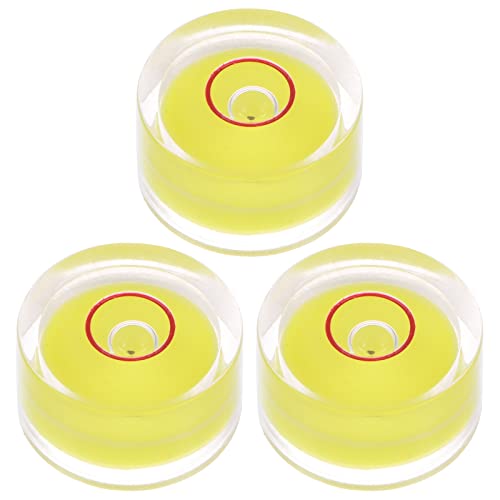 HARFINGTON 3pcs Round Bubble Level 15x8mm Mini Circular Bullseye Spirit Levels for Leveling Camera Tripod Telescope Workshop Turntable Pictures Frame, Yellow - color: Yellow (Red Circle), size: 15x8mm