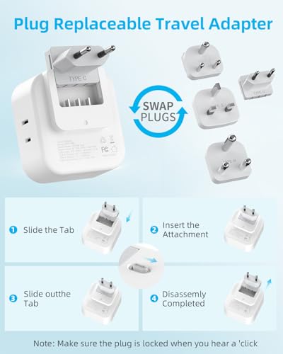 European Travel Plug Adapter Set, 8-in-1 Travel Adapter with 4 Outlets - style: World Adapter+Type C/G/D/M