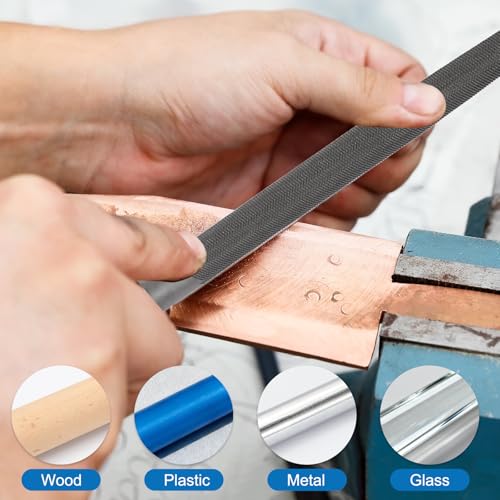 HARFINGTON 5pcs Metal File Set 10" Coarse Teeth High Carbon Steel Hand Files with PP Handle Square/Flat/Triangle/Half-Round/Round for Metal Wood Stone Grinding Polishing Engraving - size: 1, style: Coarse Teeth