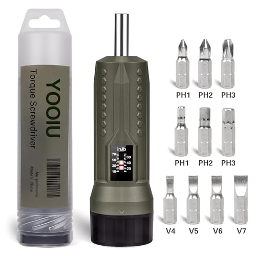 Torque Screwdriver Set 10-70 in-lb, Adjustable Inch Pound 11Pcs Kit - color: Green