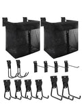 AZUNO 14 PCS Slatwall Accessories Kit - 2 Pack Large Mesh Slatwall Baskets with Front Zipper & 12 Pack Heavy Duty Slat Wall Hooks, Garage Storage & Organizer for Sports Gear, Toys, Tools - size: 2 Mesh Baskets+12 Hooks