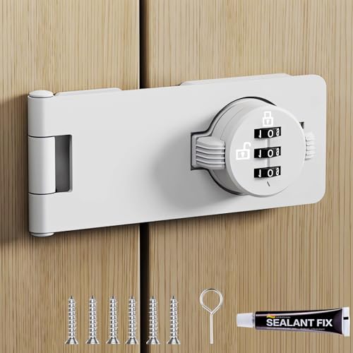 Bifold Door Lock - White 3 Digit Closet Door Lock with Code Keyless Cabinet Locks with Combination for Swinging Sliding Double Doors Lock Cupboard Locks for Pantry Barn Gate Drawers 1 Pack - color: White, size: 1 Pack