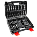 LLNEDL 3/8" Impact Socket Set Drive, 95Pcs Deep&Shallow Socket Wrench Set - color: Black Case