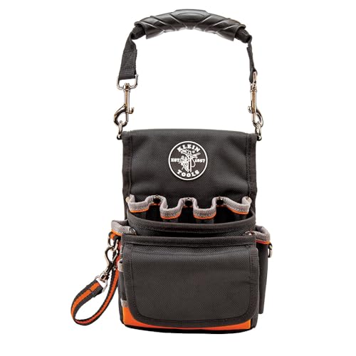 Klein Tools 5242 Tool Pouch, Tradesman Pro tool Pouch with Electrical Tape Thong, Reinforced Bottom, 9 Pockets - style: 9-Pocket Pouch