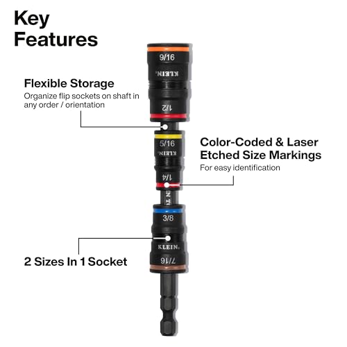 Klein Tools 32303HD Impact Driver Set, 20-in-1 SAE Impact Rated Sockets and Screwdriver Tool with Phillips, Slotted, Square and Torx Tips - size: 20-in-1