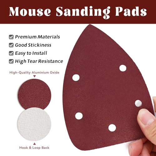 60 Pcs 400 Grit Mouse Sandpaper, Aluminum Oxide Mouse Sanding Pads - size: 400 Grit