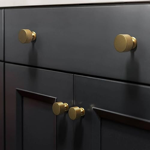 RZDEAL 4pcs Solid Brass Cabinet Knobs Pulls Cabinet Drawer Dresser Gold Knobs Modern Handles(1"x1"/25mmx25mm),Brushed Brass Finish - color: Gold, size: 1 Inch
