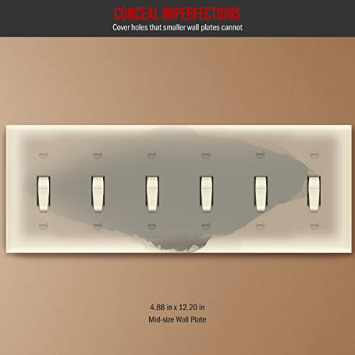 ENERLITES Six Gang Light Switch Wall Plate, Toggle Switch Plate, Glossy, 6-Gang Mid-Size 4.88" x 12.22", Unbreakable Polycarbonate Thermoplastic, 8816M-LA, Light Almond - color: Light Almond, size: Mid-Size