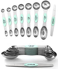 Spring Chef Stainless Steel 8 Magnetic Measuring Spoons Set, 2 Pack, Mint - color: Mint, size: 2-Pack