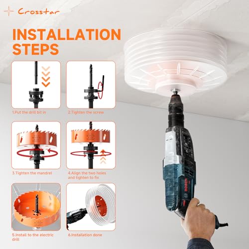 Crosstar 12Pcs Hole Saw Kit for Recessed Lights, with Dust Bowl Catcher