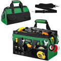 16 Inch Heavy Duty Tool Bag, Compact Tool Organizer with 17 Pockets, Wide Mouth Tool Tote with Adjustable Shoulder Strap, Portable Work Bag for Electricians, Mechanics, Contractors, DIY & Home Repair - size: 15.6"L x 8.3"W x 9.5"H