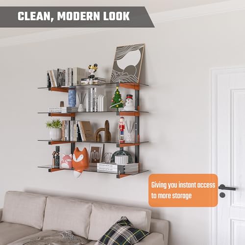 Lumber Storage Rack Wall Mount, Metal 8-Level Wood Storage Rack - size: B-4 Pack