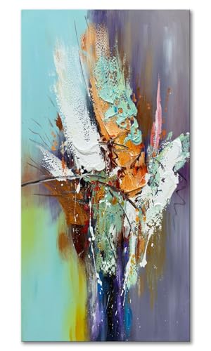 zoinart Hand Painted Textured 3D Wall Art 24x48 Inches Colorful Oil Paintings Abstract Large Canvas Wall Art for Home Decorations - color: YH-B02