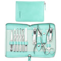 FAMILIFE Stainless Steel Manicure Set 11-in-1 Professional Nail Clipper Kit | Portable Leather Travel Case, Pedicure & Grooming Tools for Fingernails & Toenails, Luxury Gift for Men & Women, Mint Green - color: Mint Green
