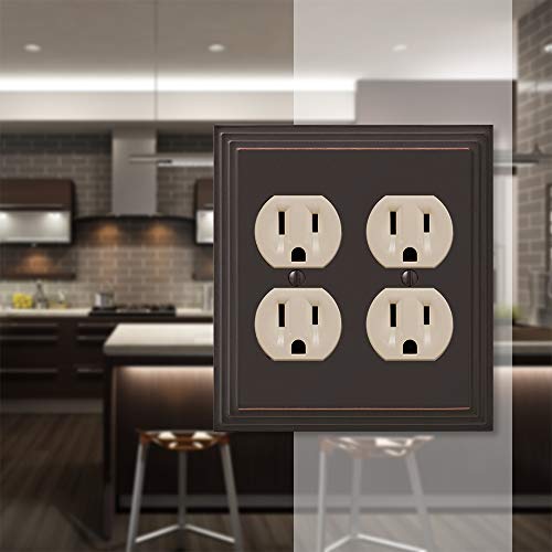 Amerelle Steps Double Duplex Cast Metal Wallplate in Aged Bronze - color: Aged Bronze, size: 2 Duplex