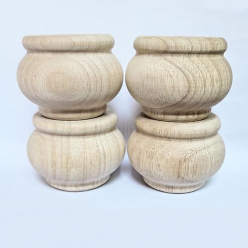 2 Inch Wooden Furniture Legs Unfinished Wood Bun feet, Wood Sofa Replacement Legs for Armchair Cabinet Chair Dresser Home DIY Projects Set of 4 (2 Inch) - size: 2 Inch