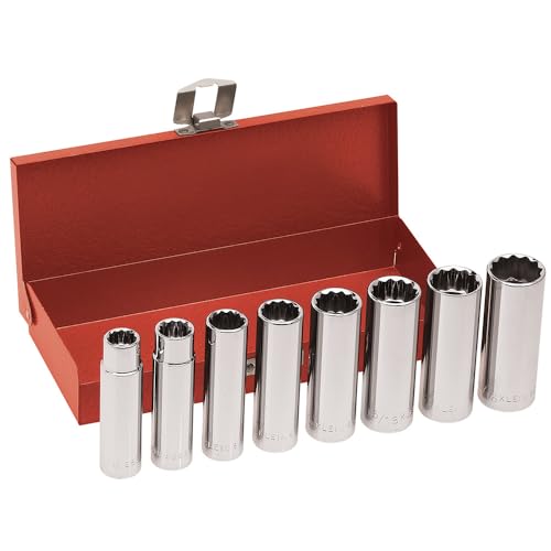 Klein Tools 65514 1/2-Inch Drive Socket Wrench Set with Hex Drive and Deep Sockets in SAE Sizes, Case Included, 8-Piece - size: 1/2-Inch, style: 8-Piece