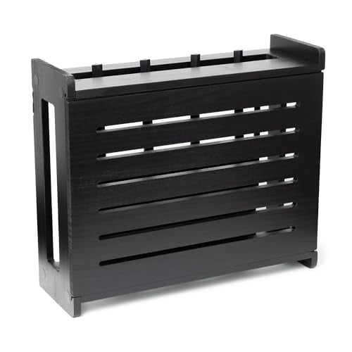 WiFi Router Storage Cabinet Router Box Hider WiFi Box Hider Shelf Cover - color: Black