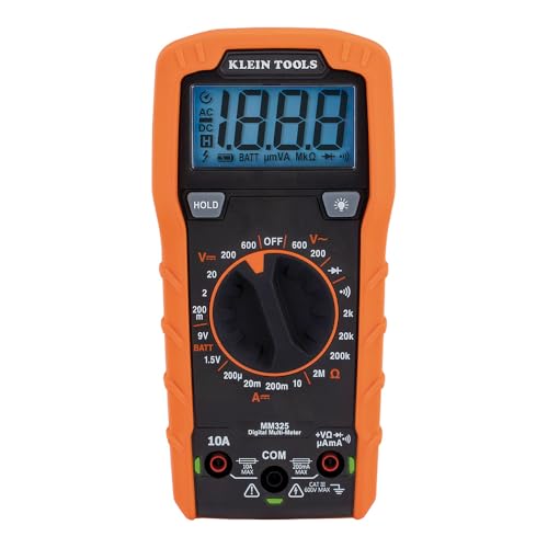 Klein Tools MM325 Multimeter, Digital Manual-Ranging 600V AC/DC Voltage Tester, Tests Batteries, Current, Resistance, Diodes, and Continuity - size: Manual-Ranging